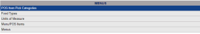 Menus section of Sales and Catering Configuration menu with POS Item Pick Categories command selected